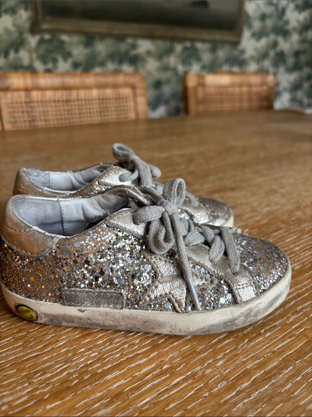 Golden Goose Kids Glitter Sneakers in Metallic Gold and Silver